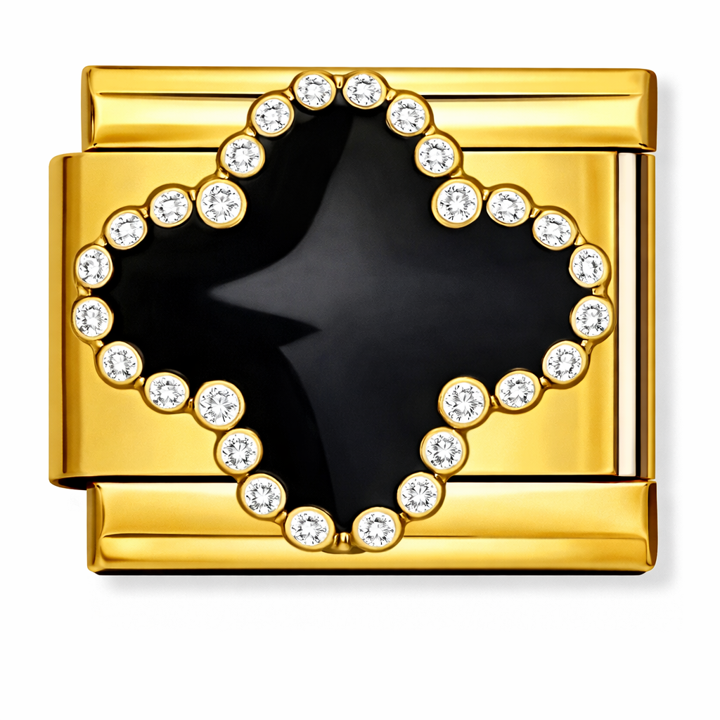 black Quatrefoil Gold