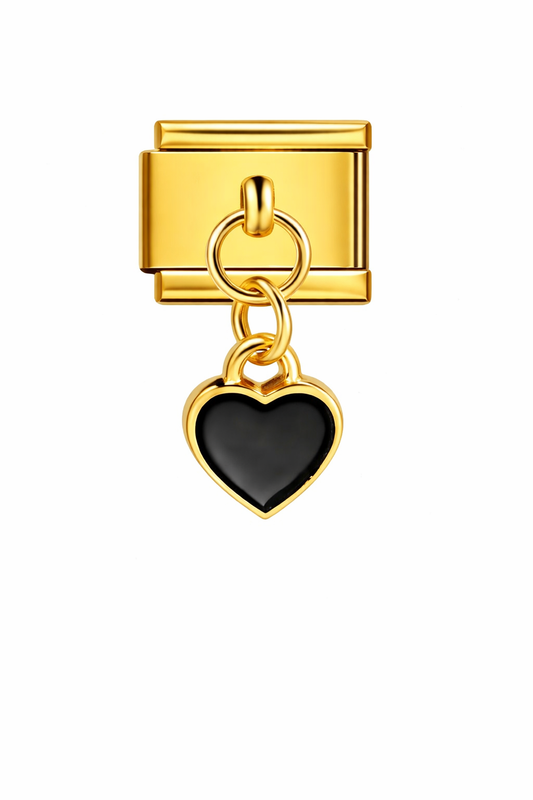 Black Heart Dangle Gold