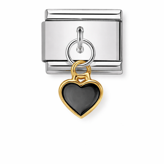 Black Heart Dangle Silver
