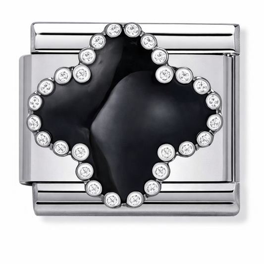 Black Quatrefoil Silver