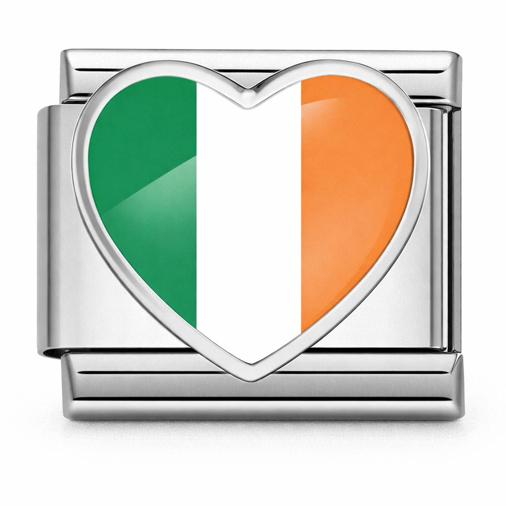 Ireland Flag Heart Silver