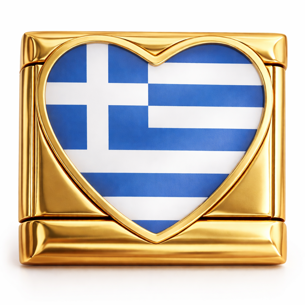 Greece Flag Heart Gold